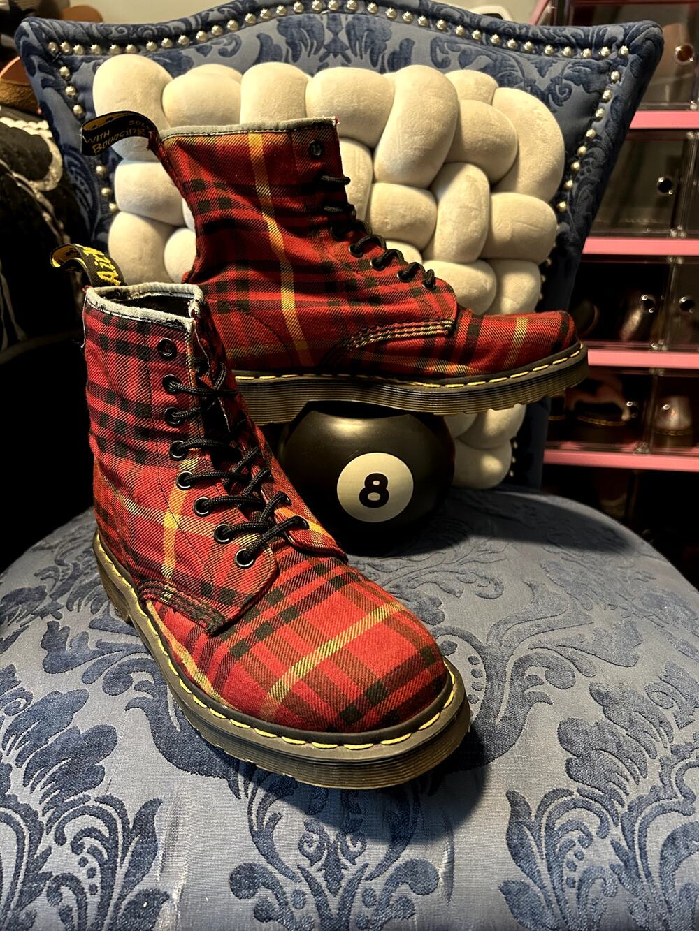 Dr Martens Tyree Red Yellow Plaid Canvas size 8/EU 39